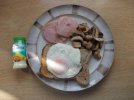 Turkey rashers, egg and mushrooms on toast.JPG