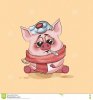 Emoji Character Cartoon Pig Sick With Thermometer In Mouth Sticker ___.jpg